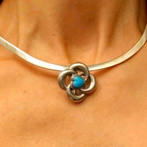 Vintage Native American Sterling Silver Turquoise Brooch